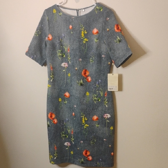 Margaret O'Leary Gray Floral Dress - Picture 1 of 6